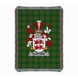 ScotsTee Shop Irish Flattery or O'Flattery Clan Coat of Arms Irish Tartan Woven Blanket