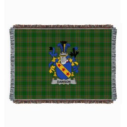 ScotsTee Shop Irish Dawson Clan Coat of Arms Irish Tartan Woven Blanket