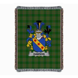 ScotsTee Shop Irish Dawson Clan Coat of Arms Irish Tartan Woven Blanket