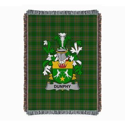 ScotsTee Shop Irish Dunphy (Middle Temple - Burke_s) Clan Coat of Arms Irish Tartan Woven Blanket