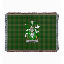 ScotsTee Shop Irish Dargan or McDeargan Clan Coat of Arms Irish Tartan Woven Blanket