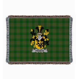 ScotsTee Shop Irish Francis Clan Coat of Arms Irish Tartan Woven Blanket
