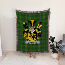 ScotsTee Shop Irish Francis Clan Coat of Arms Irish Tartan Woven Blanket