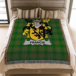 ScotsTee Shop Irish Francis Clan Coat of Arms Irish Tartan Woven Blanket