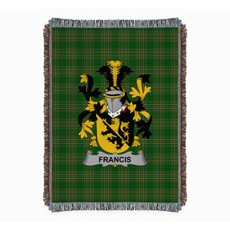 ScotsTee Shop Irish Francis Clan Coat of Arms Irish Tartan Woven Blanket
