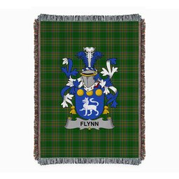 ScotsTee Shop Irish Flynn or O'Flynn Clan Coat of Arms Irish Tartan Woven Blanket