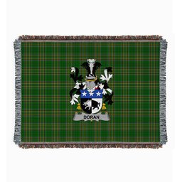 ScotsTee Shop Irish Doran or O'Doran Clan Coat of Arms Irish Tartan Woven Blanket