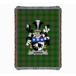 ScotsTee Shop Irish Doran or O'Doran Clan Coat of Arms Irish Tartan Woven Blanket