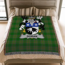 ScotsTee Shop Irish Doran or O'Doran Clan Coat of Arms Irish Tartan Woven Blanket