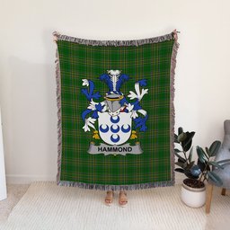 ScotsTee Shop Irish Hammond Clan Coat of Arms Irish Tartan Woven Blanket