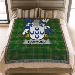 ScotsTee Shop Irish Hammond Clan Coat of Arms Irish Tartan Woven Blanket