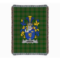 ScotsTee Shop Irish Greer Clan Coat of Arms Irish Tartan Woven Blanket