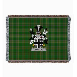 ScotsTee Shop Irish Fenton Clan Coat of Arms Irish Tartan Woven Blanket