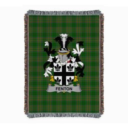 ScotsTee Shop Irish Fenton Clan Coat of Arms Irish Tartan Woven Blanket