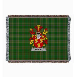 ScotsTee Shop Irish Hamley Clan Coat of Arms Irish Tartan Woven Blanket