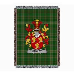 ScotsTee Shop Irish Hamley Clan Coat of Arms Irish Tartan Woven Blanket