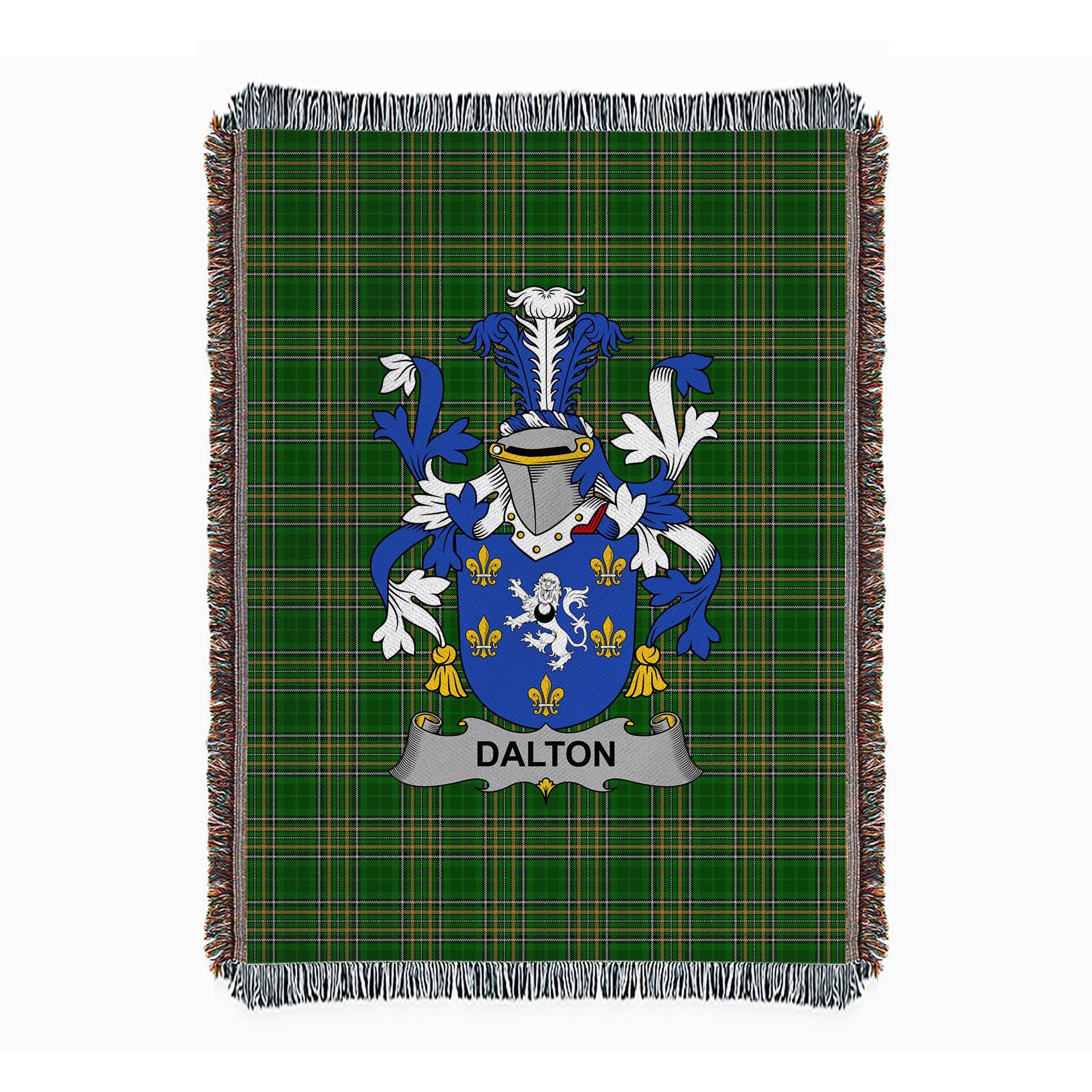 ScotsTee Shop Irish Dalton Clan Coat of Arms Irish Tartan Woven Blanket