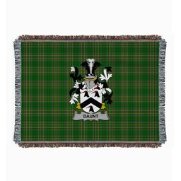 ScotsTee Shop Irish Daunt Clan Coat of Arms Irish Tartan Woven Blanket