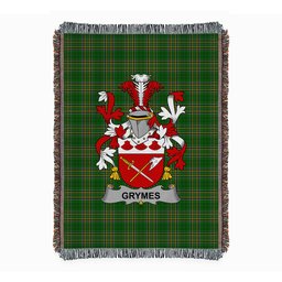 ScotsTee Shop Irish Grymes Clan Coat of Arms Irish Tartan Woven Blanket