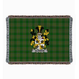 ScotsTee Shop Irish Glennon or Glenane Clan Coat of Arms Irish Tartan Woven Blanket