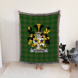 ScotsTee Shop Irish Glennon or Glenane Clan Coat of Arms Irish Tartan Woven Blanket