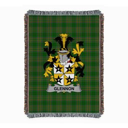 ScotsTee Shop Irish Glennon or Glenane Clan Coat of Arms Irish Tartan Woven Blanket