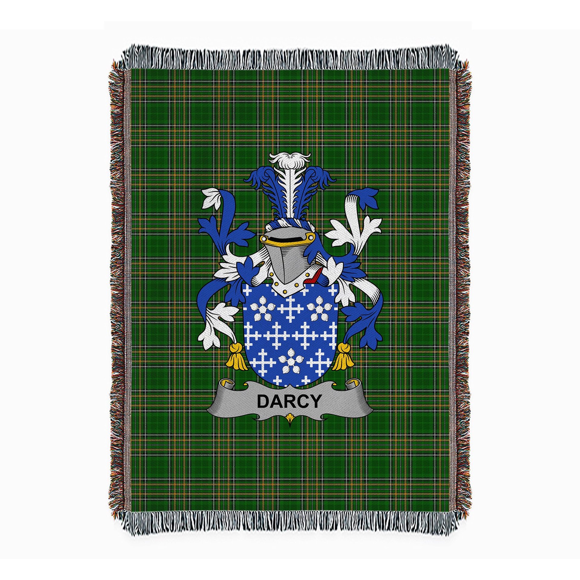 ScotsTee Shop Irish Darcy or Dorsey Clan Coat of Arms Irish Tartan Woven Blanket