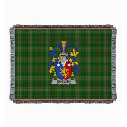 ScotsTee Shop Irish English Clan Coat of Arms Irish Tartan Woven Blanket