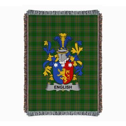 ScotsTee Shop Irish English Clan Coat of Arms Irish Tartan Woven Blanket