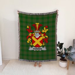 ScotsTee Shop Irish Farren or O'Farren Clan Coat of Arms Irish Tartan Woven Blanket