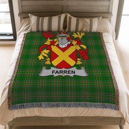 ScotsTee Shop Irish Farren or O'Farren Clan Coat of Arms Irish Tartan Woven Blanket