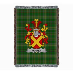 ScotsTee Shop Irish Farren or O'Farren Clan Coat of Arms Irish Tartan Woven Blanket