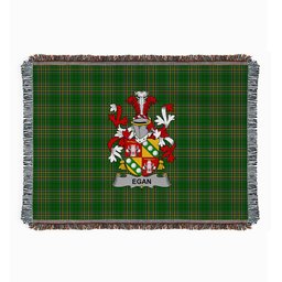 ScotsTee Shop Irish Egan or McEgan Clan Coat of Arms Irish Tartan Woven Blanket
