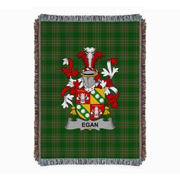 ScotsTee Shop Irish Egan or McEgan Clan Coat of Arms Irish Tartan Woven Blanket