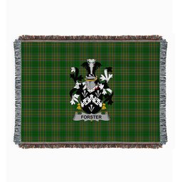 ScotsTee Shop Irish Forster Clan Coat of Arms Irish Tartan Woven Blanket