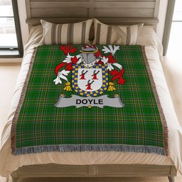 ScotsTee Shop Irish Doyle or O'Doyle Clan Coat of Arms Irish Tartan Woven Blanket