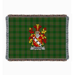 ScotsTee Shop Irish Gibbons or McGibbons Clan Coat of Arms Irish Tartan Woven Blanket