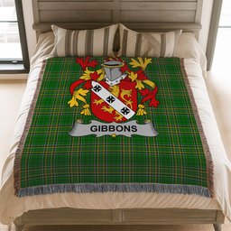 ScotsTee Shop Irish Gibbons or McGibbons Clan Coat of Arms Irish Tartan Woven Blanket