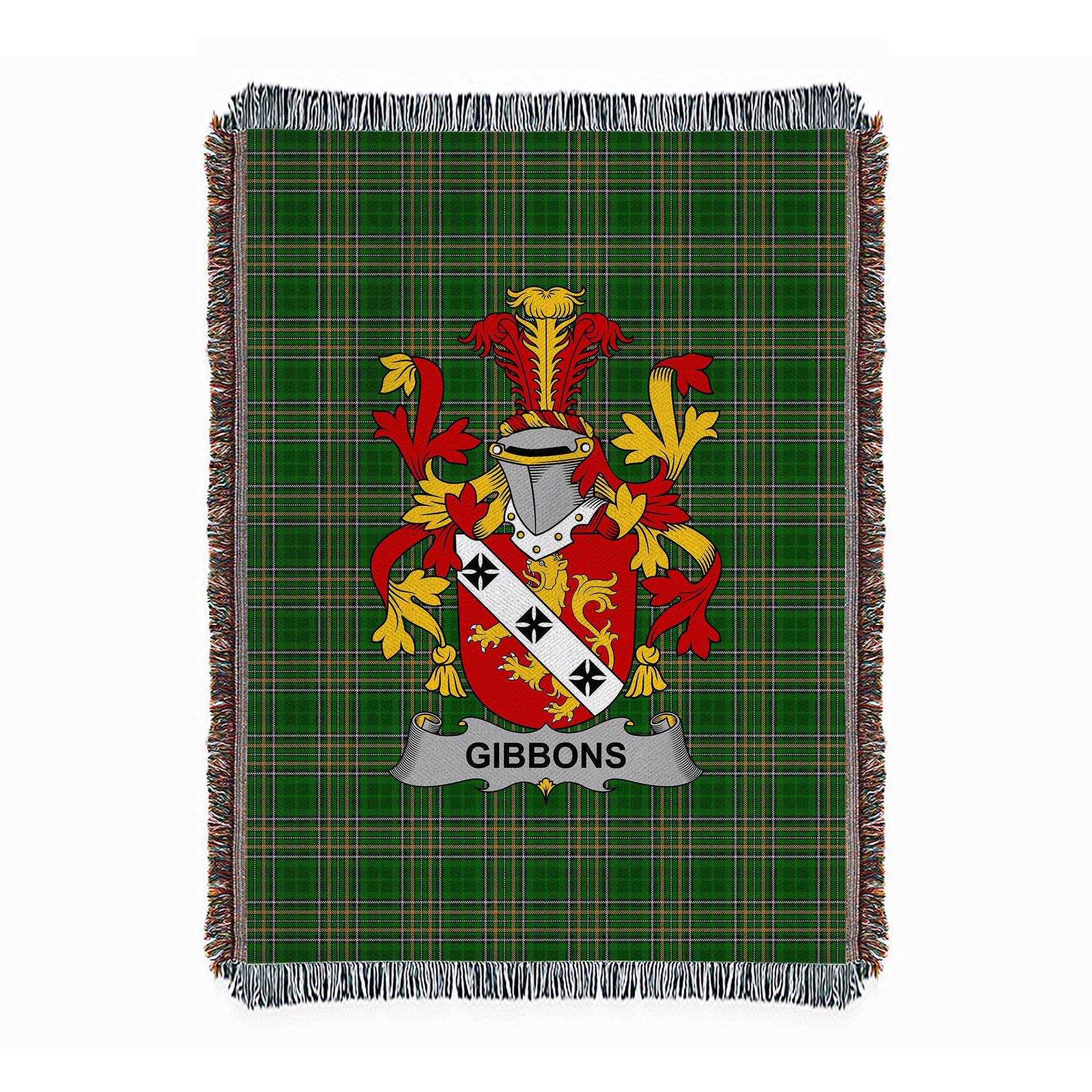ScotsTee Shop Irish Gibbons or McGibbons Clan Coat of Arms Irish Tartan Woven Blanket