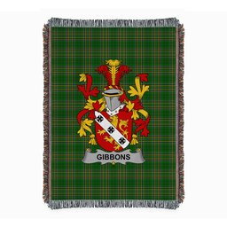 ScotsTee Shop Irish Gibbons or McGibbons Clan Coat of Arms Irish Tartan Woven Blanket
