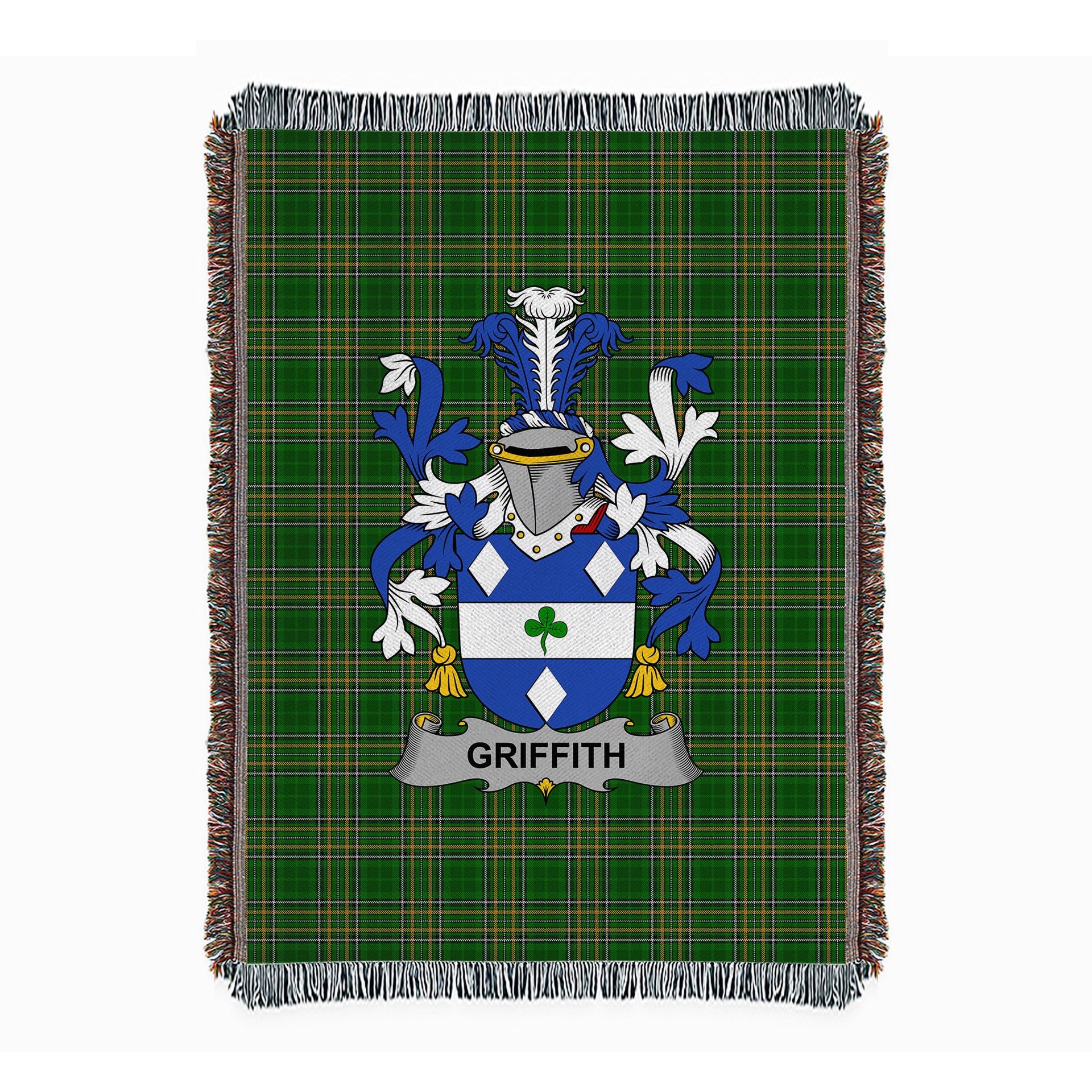 ScotsTee Shop Irish Griffith Clan Coat of Arms Irish Tartan Woven Blanket