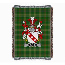 ScotsTee Shop Irish Gilmore Clan Coat of Arms Irish Tartan Woven Blanket