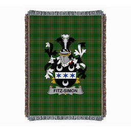 ScotsTee Shop Irish Fitz-Simon Clan Coat of Arms Irish Tartan Woven Blanket
