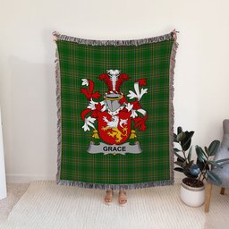 ScotsTee Shop Irish Grace Clan Coat of Arms Irish Tartan Woven Blanket