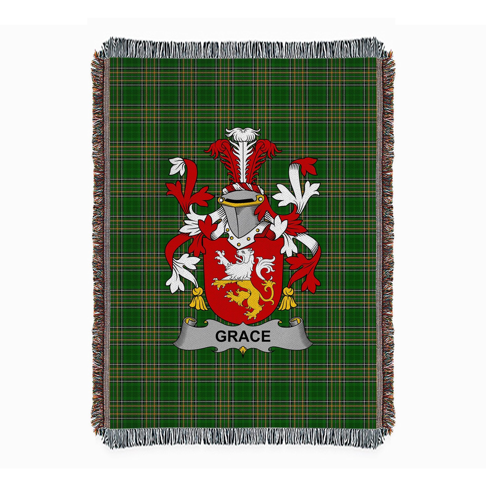 ScotsTee Shop Irish Grace Clan Coat of Arms Irish Tartan Woven Blanket