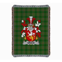 ScotsTee Shop Irish Grace Clan Coat of Arms Irish Tartan Woven Blanket