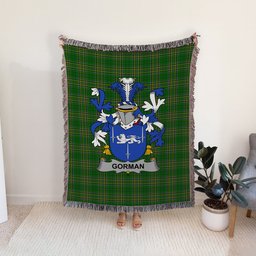 ScotsTee Shop Irish Gorman or McGorman Clan Coat of Arms Irish Tartan Woven Blanket