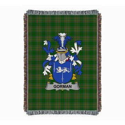 ScotsTee Shop Irish Gorman or McGorman Clan Coat of Arms Irish Tartan Woven Blanket