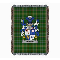 ScotsTee Shop Irish Hagan or O'Hagan Clan Coat of Arms Irish Tartan Woven Blanket