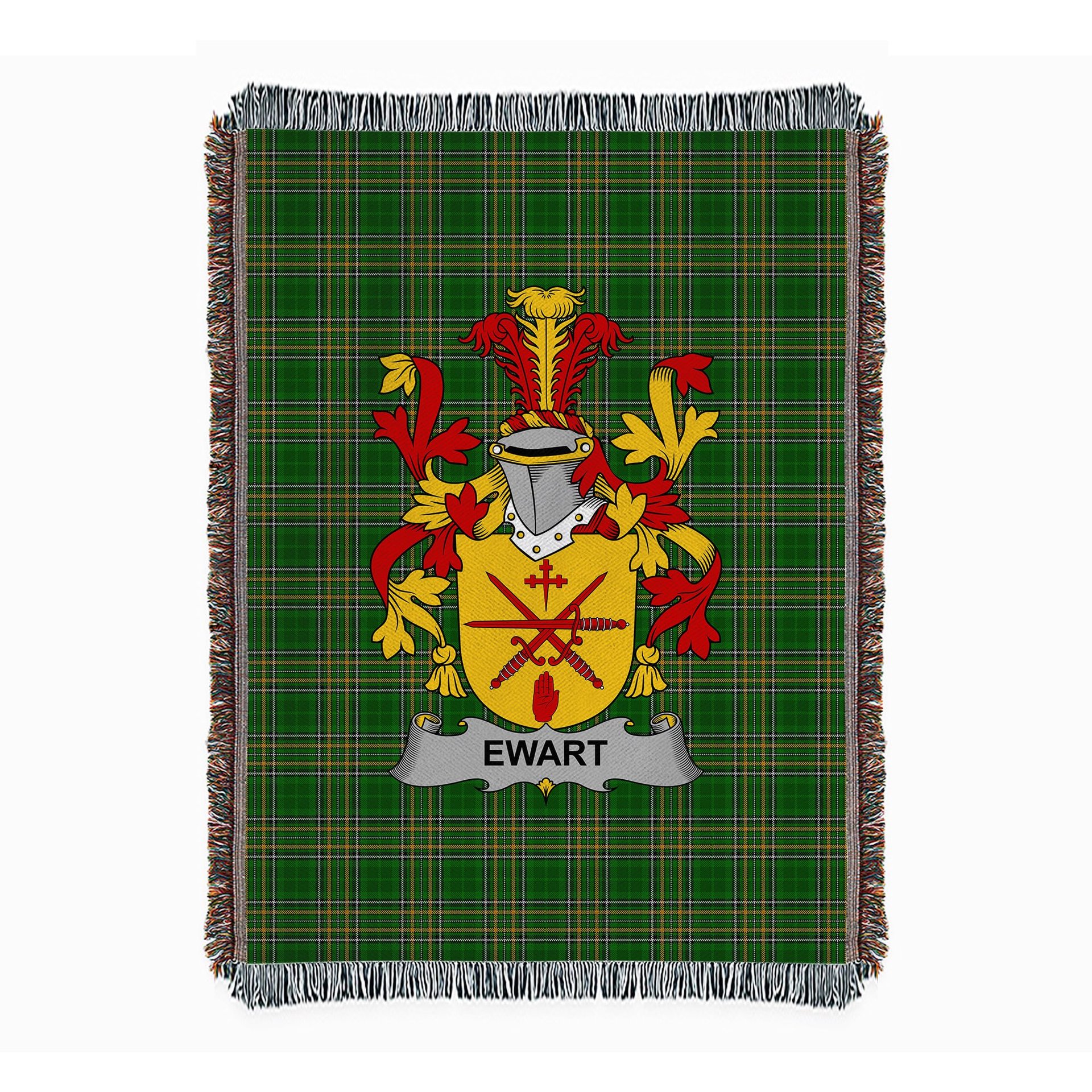 ScotsTee Shop Irish Ewart Clan Coat of Arms Irish Tartan Woven Blanket